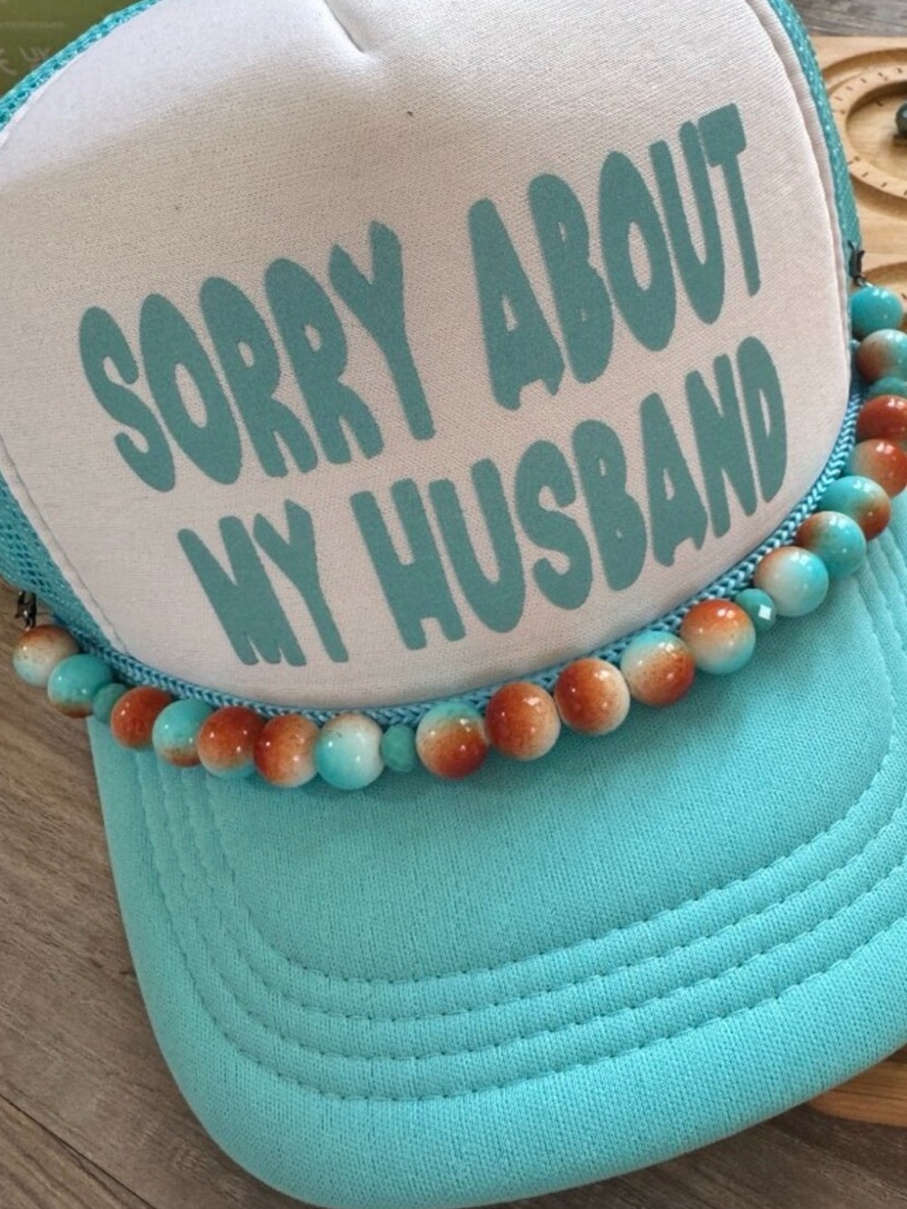 Handmade Western Beaded Hat Band Turquoise Rust
